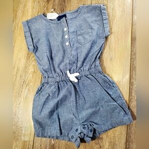 Kids Lightweight Blue Denim Shorts Romper Size 2T